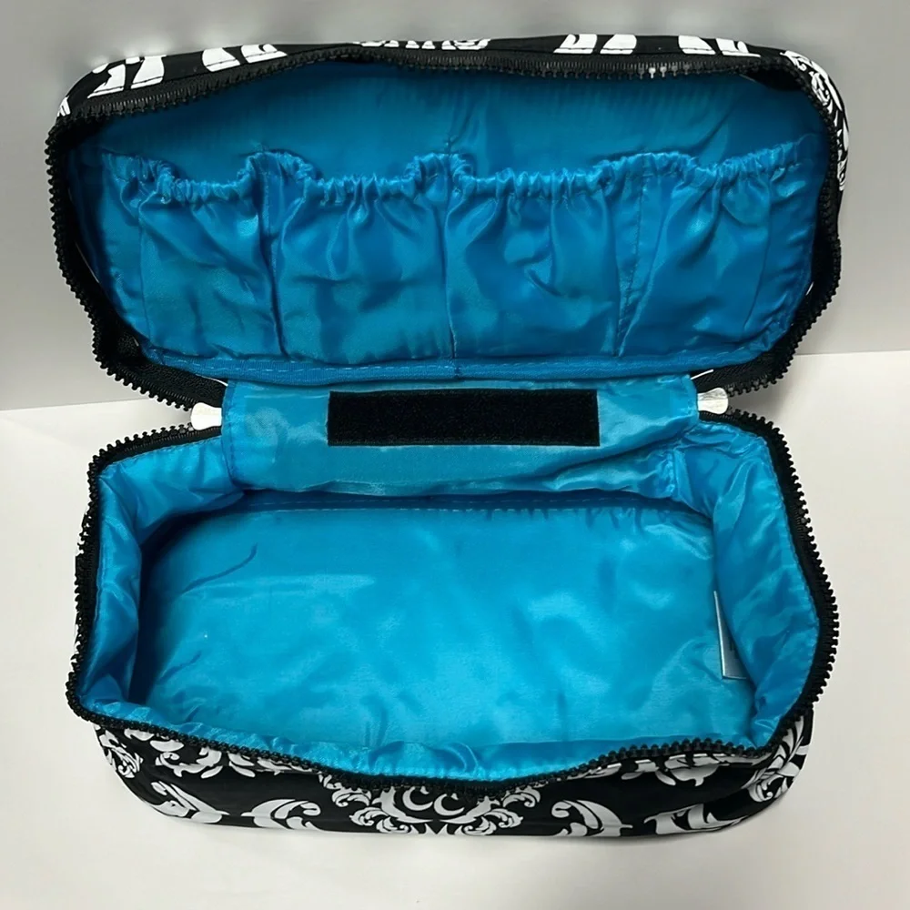 🆕 Travel Pouch for Makeup, Tech, Chargers and Much More Teal Black White